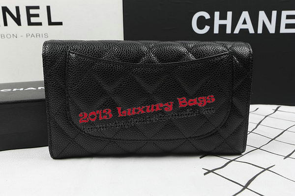 Chanel Tri-Fold Wallet Black Original Cannage Pattern A31506 Gold