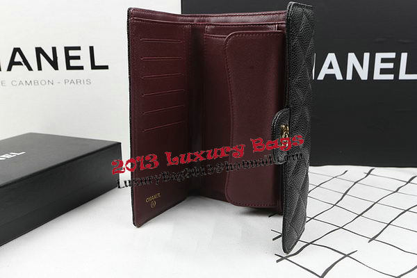 Chanel Tri-Fold Wallet Black Original Cannage Pattern A31506 Gold