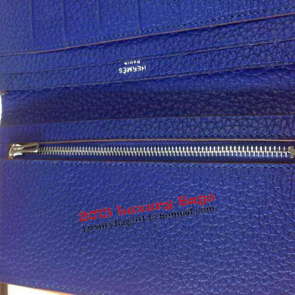 Hermes Bearn Japonaise Grainy Leather Wallet H8622W Royal