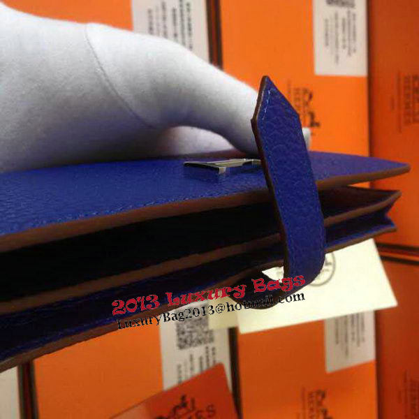 Hermes Bearn Japonaise Grainy Leather Wallet H8622W Royal