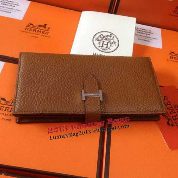 Hermes Bearn Japonaise Grainy Leather Wallet H8622W Wheat