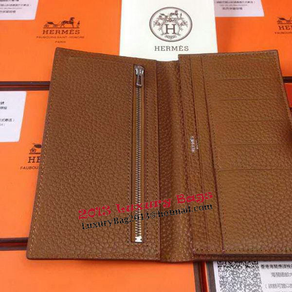 Hermes Bearn Japonaise Grainy Leather Wallet H8622W Wheat