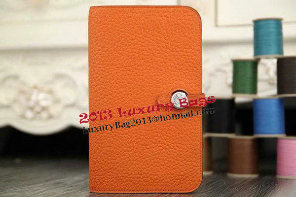 Hermes Compact Passport Holder Original Leather Wallet Orange