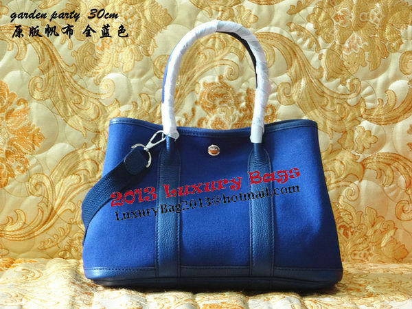 Hermes Garden Party 30cm Tote Bags Original Leather Blue