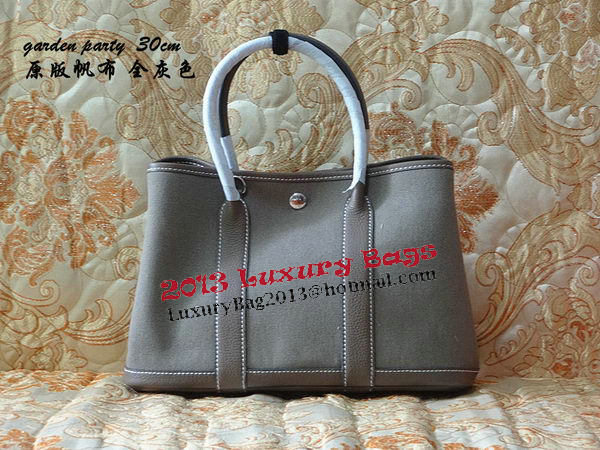 Hermes Garden Party 30cm Tote Bags Original Leather Grey