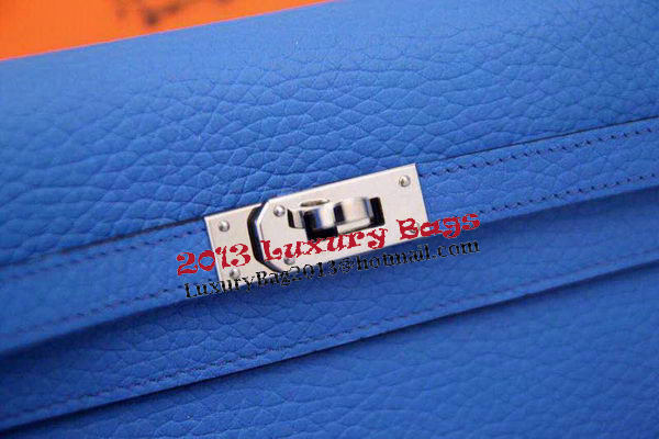 Hermes Kelly Wallet Togo Leather Bi-Fold Purse HA708W Blue