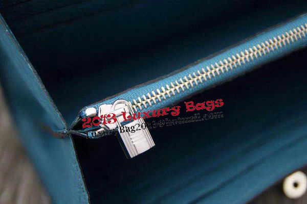 Hermes Kelly Wallet Togo Leather Bi-Fold Purse HA708W Light Blue