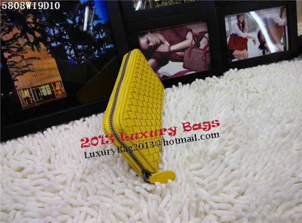 Bottega Veneta Intrecciato Nappa Zip Around Wallet BV5808 Yellow