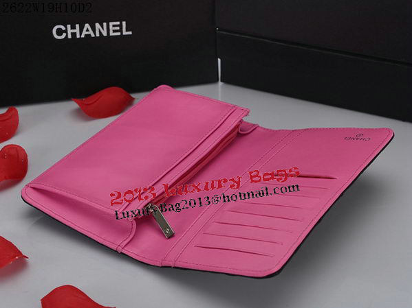 Chanel Combon Bi-Fold Wallet White CC Logo A2622 Black