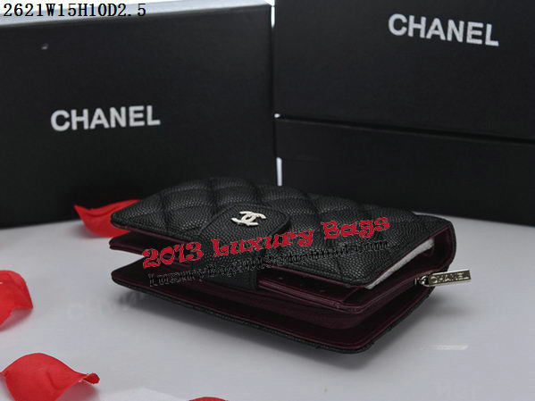 Chanel Matelasse Bi-Fold Wallet Cannage Pattern A2621 Black