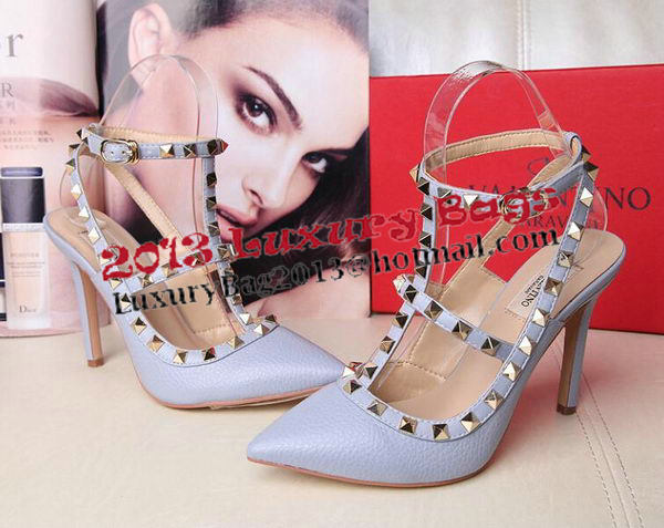 Valentino Litchi Leather Rivet 100mm Sandal VT263YZM SkyBlue