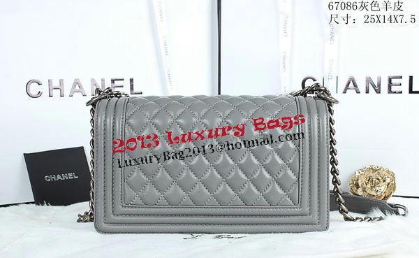 Boy Chanel Flap Shoulder Bags Sheepskin Leather A67086 Grey