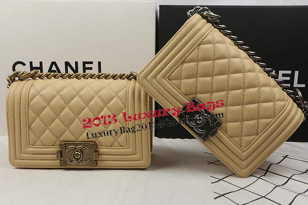 Boy Chanel mini Flap Bag Apricot Cannage Pattern A67025 Gold