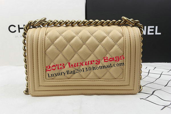 Boy Chanel mini Flap Bag Apricot Cannage Pattern A67025 Gold