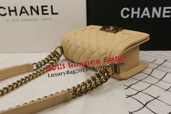 Boy Chanel mini Flap Bag Apricot Cannage Pattern A67025 Gold