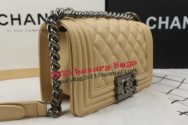 Boy Chanel mini Flap Bag Apricot Cannage Pattern A67025 Silver