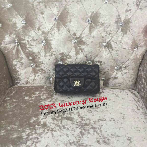 Chanel Classic MINI Flap Bag Sheepskin Leather A1115 Black