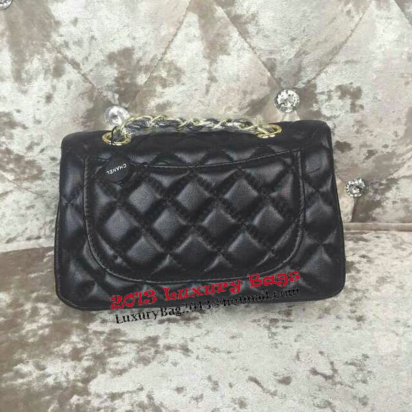 Chanel Classic MINI Flap Bag Sheepskin Leather A1115 Black