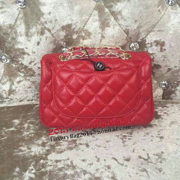 Chanel Classic MINI Flap Bag Sheepskin Leather A1115 Red