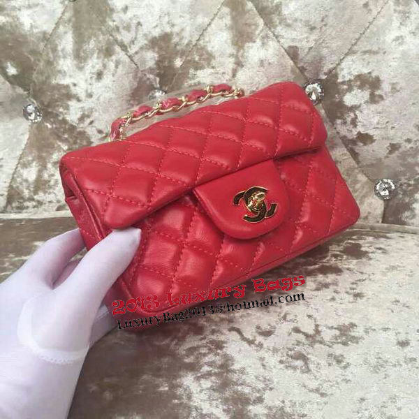 Chanel Classic MINI Flap Bag Sheepskin Leather A1115 Red