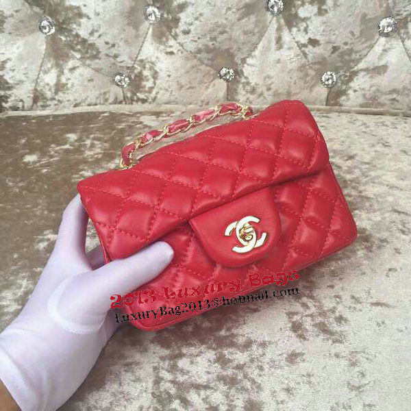 Chanel Classic MINI Flap Bag Sheepskin Leather A1115 Red