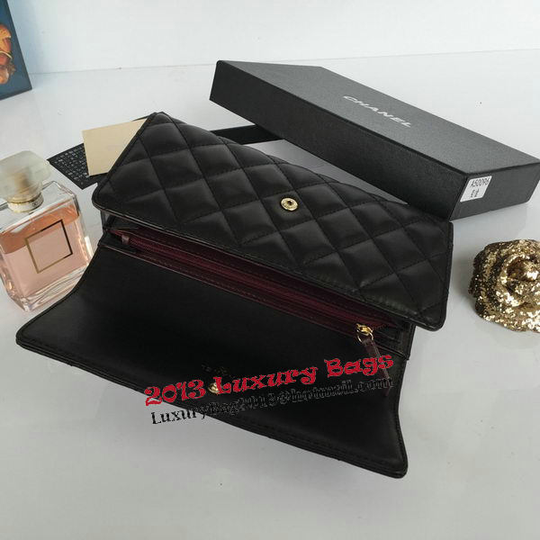 Chanel Matelasse Long Wallet Black Sheepskin Leather A50096 Gold