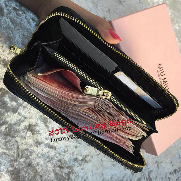 miu miu Matelasse Nappa Leather Wallet MM30150 Black