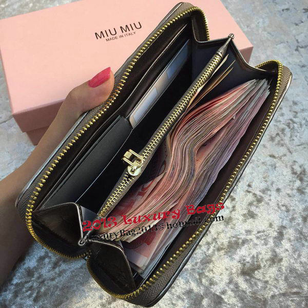 miu miu Matelasse Nappa Leather Wallet MM30150 Grey