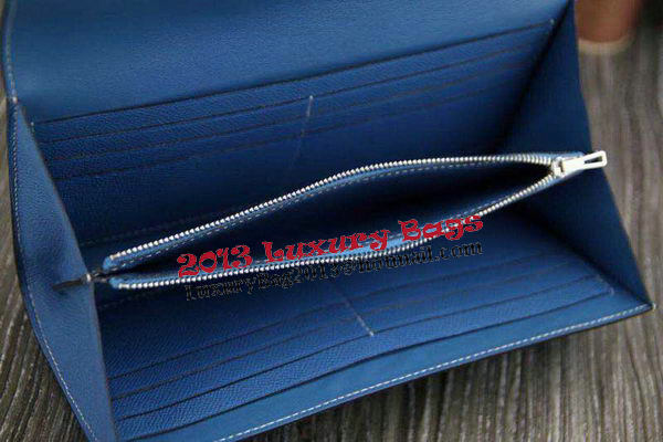 Hermes Constance Long Wallets Original Leather HA909 Blue