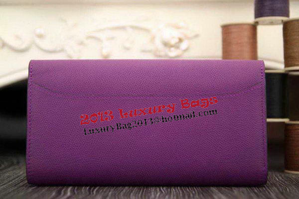 Hermes Constance Long Wallets Original Leather HA909 Purple