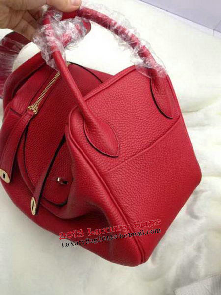 Hermes Lindy 30CM Red Leather Shoulder Bag HLD30 Gold