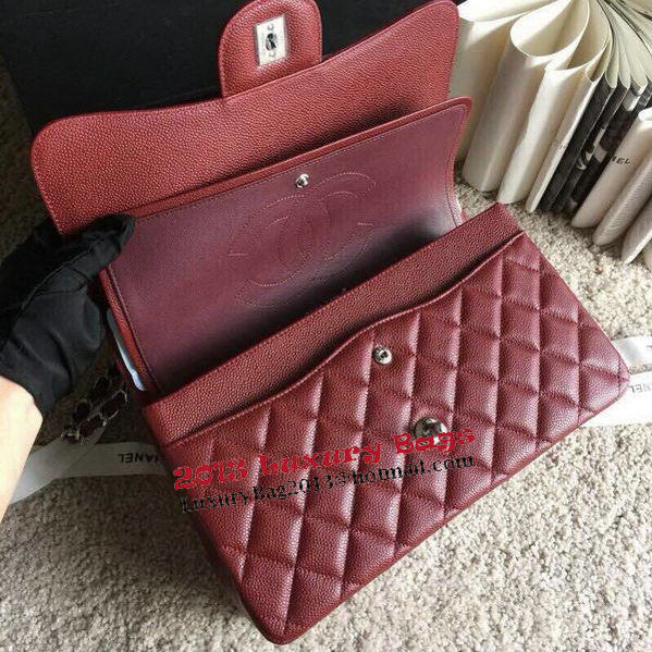 Chanel Classic Flap Bags Original Caviar Leather A1113 Burgundy