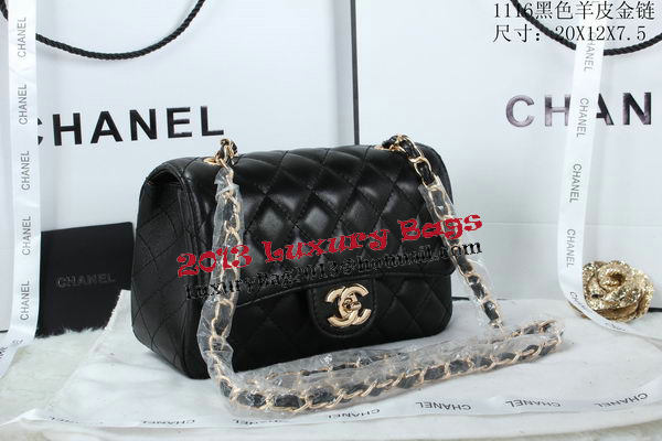 Chanel Classic Flap Bags Sheepskin Leather A1116 Black