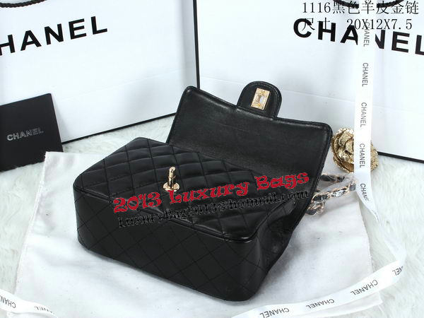 Chanel Classic Flap Bags Sheepskin Leather A1116 Black