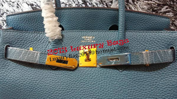 Hermes Birkin 30CM Tote Bags Litchi Leather H30LI Blue