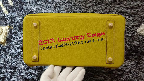 Hermes Birkin 30CM Tote Bags Litchi Leather H30LI Lemon