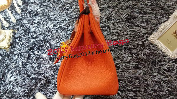 Hermes Birkin 30CM Tote Bags Litchi Leather H30LI Orange