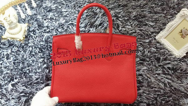 Hermes Birkin 30CM Tote Bags Litchi Leather H30LI Red