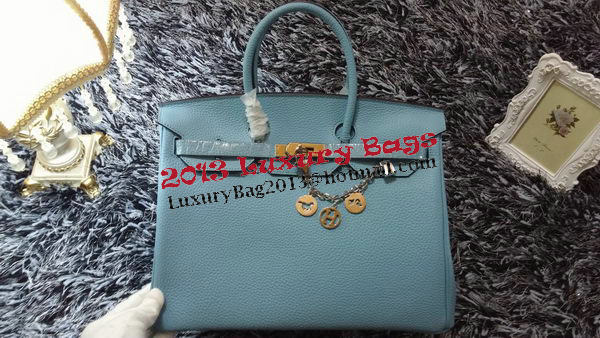 Hermes Birkin 35CM Tote Bag Litchi Leather HB35GL Light Blue