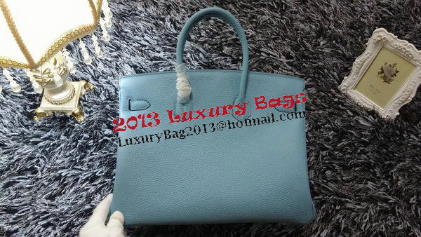 Hermes Birkin 35CM Tote Bag Litchi Leather HB35GL Light Blue