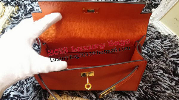 Hermes MINI Kelly 22cm Tote Bag Calf Leather K011 Orange