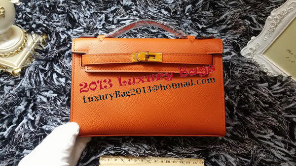 Hermes MINI Kelly 22cm Tote Bag Calf Leather K011 Orange