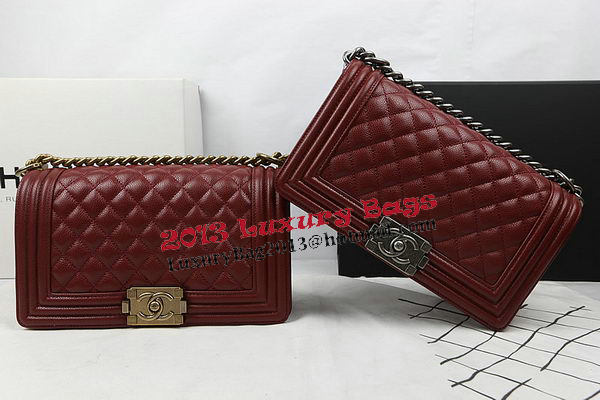 Boy Chanel Flap Bag Original Burgundy Cannage Pattern A67025 Silver