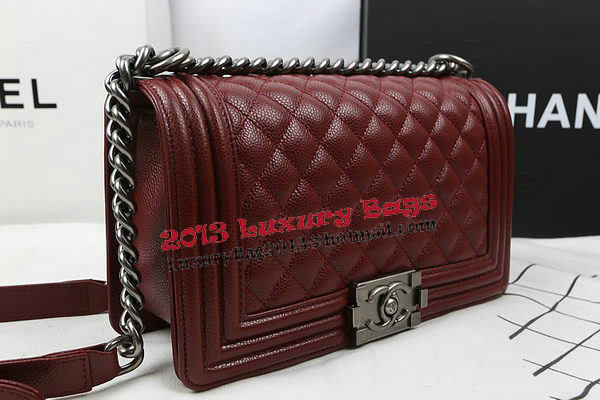 Boy Chanel Flap Bag Original Burgundy Cannage Pattern A67025 Silver