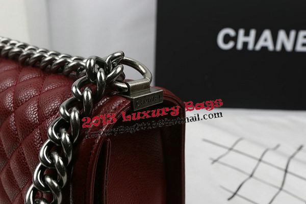 Boy Chanel Flap Bag Original Burgundy Cannage Pattern A67025 Silver