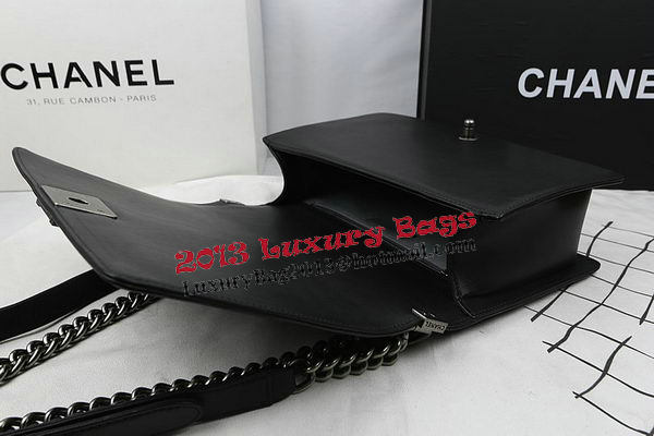 Boy Chanel Flap Bags Original Black Sheepskin Leather A67088 Silver