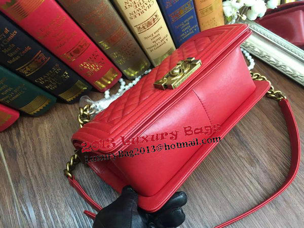 Boy Chanel Flap Shoulder Bag Sheepskin Leather A67086 Red