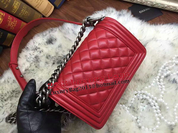 Boy Chanel Flap Shoulder Bags Sheepskin Leather A67085 Red