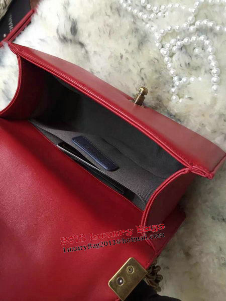 Boy Chanel Flap Shoulder Bags Sheepskin Leather A67085 Red