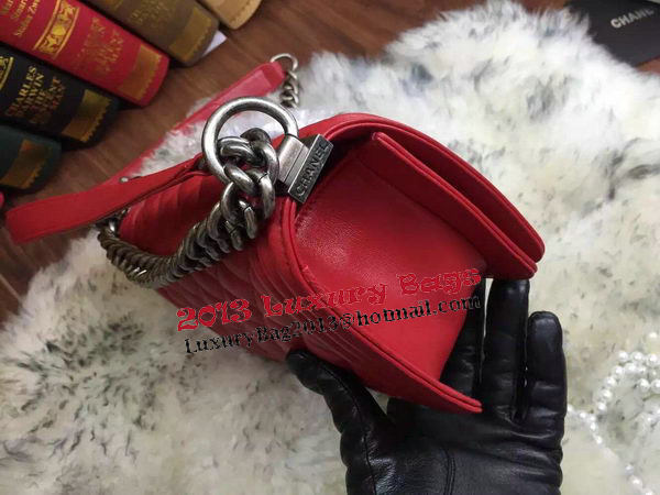 Boy Chanel Flap Shoulder Bags Sheepskin Leather A67085 Red